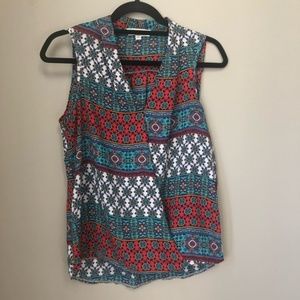 Red, Green and White Colorful Blouse